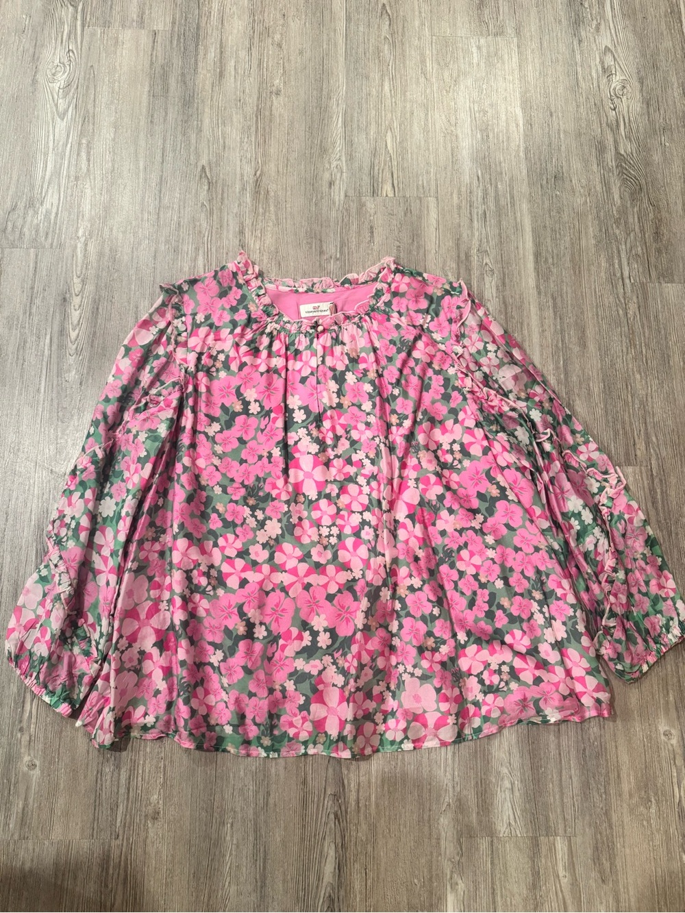 Vineyard Vines Pink Floral Peasant Blouse